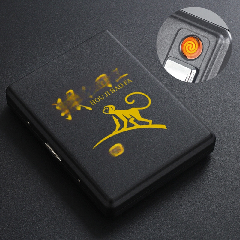 Metāla cigarešu kārba ar iebūvētu aizdedzi – ietilp 20 cigarešu, logotipa drukāšana un pielāgošana; Cool Crown