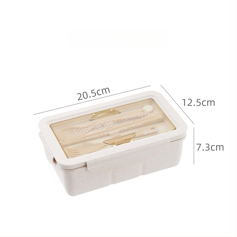 Kvadratinė plastikinė pietų dėžutė, tinkama naudoti mikrobangų krosnelėje, talpa 800-1000 ml, vieno sluoksnio, japonų stiliaus, su įrankiais