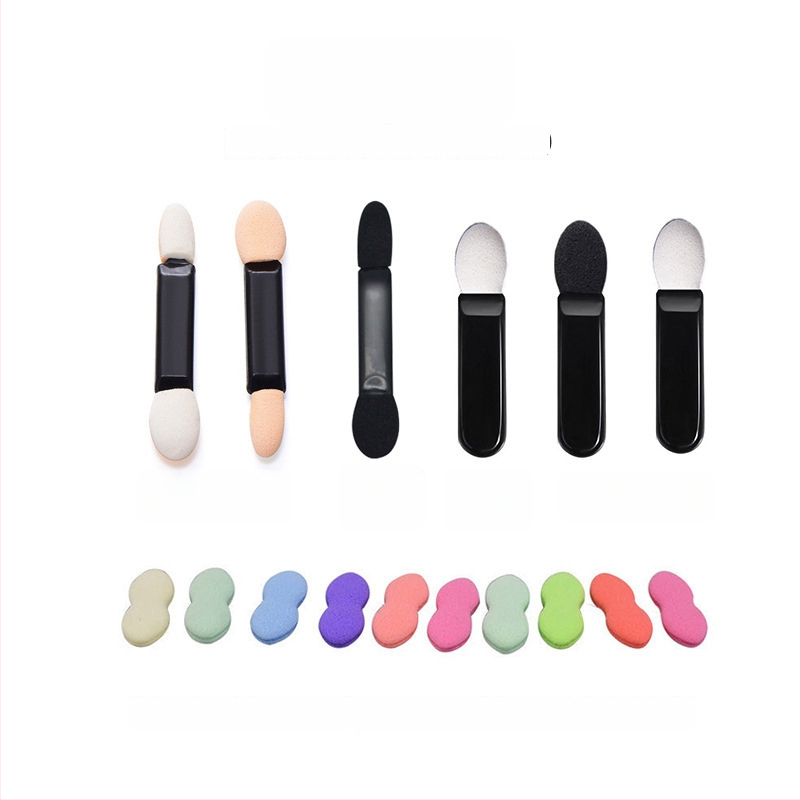 HEYI HY108 Ühekordsed kahepealine silma pintsel svampidega, kompaktne plastikust käepide, karvade pikkus reguleeritav, kogupikkus 4.5/7.5, komplekt