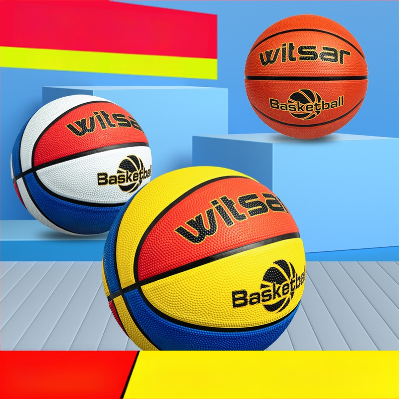 Vaikų guminis krepšinio kamuolys su spausdintu logotipu ir personalizacijos galimybe, prekė Witsar, skirtas krepšinio treniruotėms, nacionalinis standartas