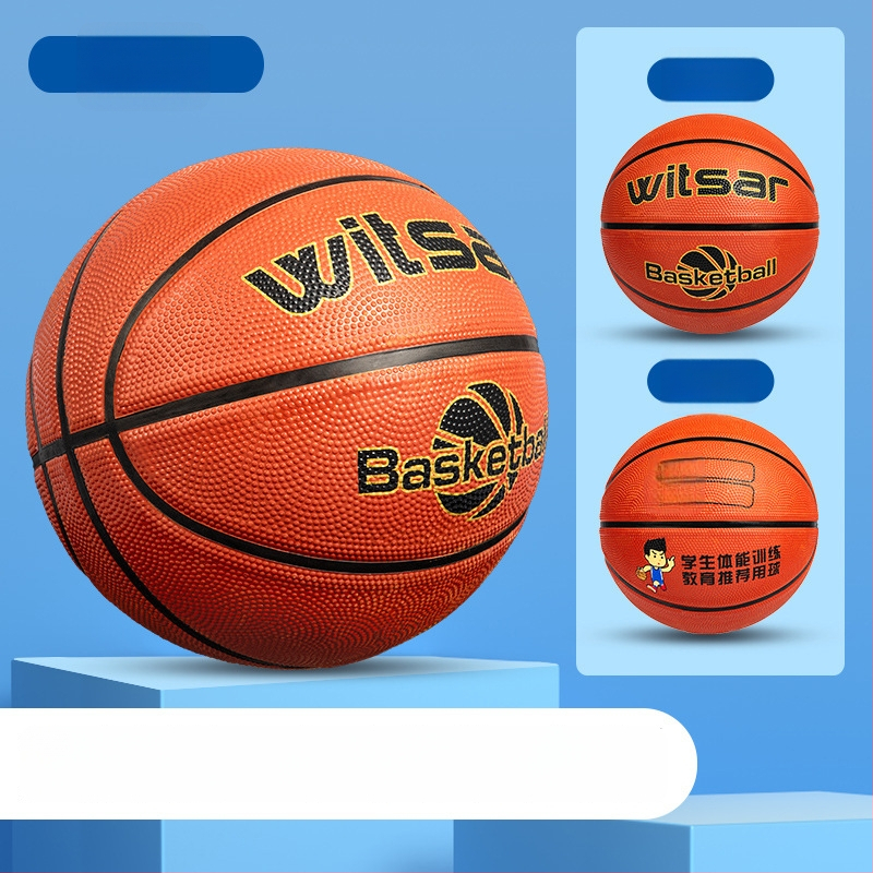 Vaikų guminis krepšinio kamuolys su spausdintu logotipu ir personalizacijos galimybe, prekė Witsar, skirtas krepšinio treniruotėms, nacionalinis standartas