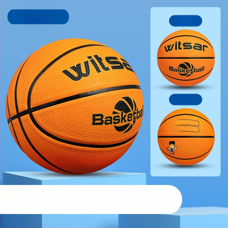 Vaikų guminis krepšinio kamuolys su spausdintu logotipu ir personalizacijos galimybe, prekė Witsar, skirtas krepšinio treniruotėms, nacionalinis standartas