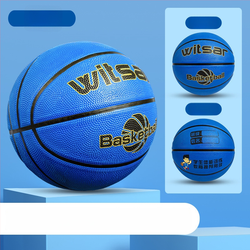 Vaikų guminis krepšinio kamuolys su spausdintu logotipu ir personalizacijos galimybe, prekė Witsar, skirtas krepšinio treniruotėms, nacionalinis standartas