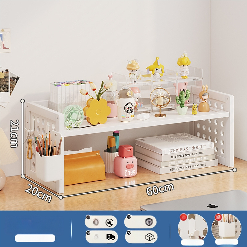 Stalo knygų spinta su daug sluoksnių dizainu ir reguliuojamomis pertvaromis, skylėta lenta organizacijai, modelis 0010