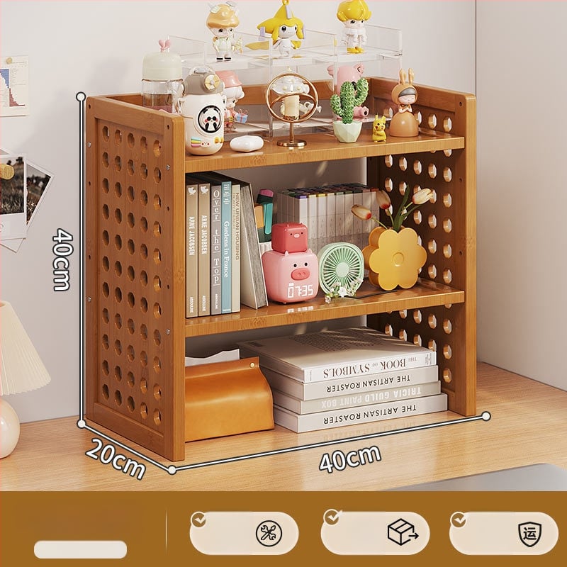 Stalo knygų spinta su daug sluoksnių dizainu ir reguliuojamomis pertvaromis, skylėta lenta organizacijai, modelis 0010