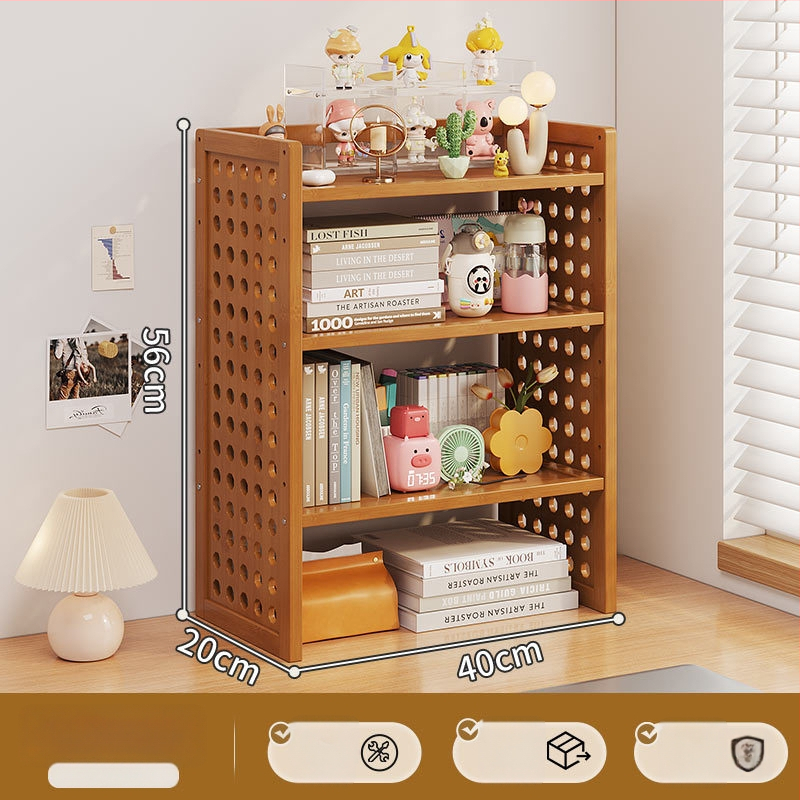 Stalo knygų spinta su daug sluoksnių dizainu ir reguliuojamomis pertvaromis, skylėta lenta organizacijai, modelis 0010