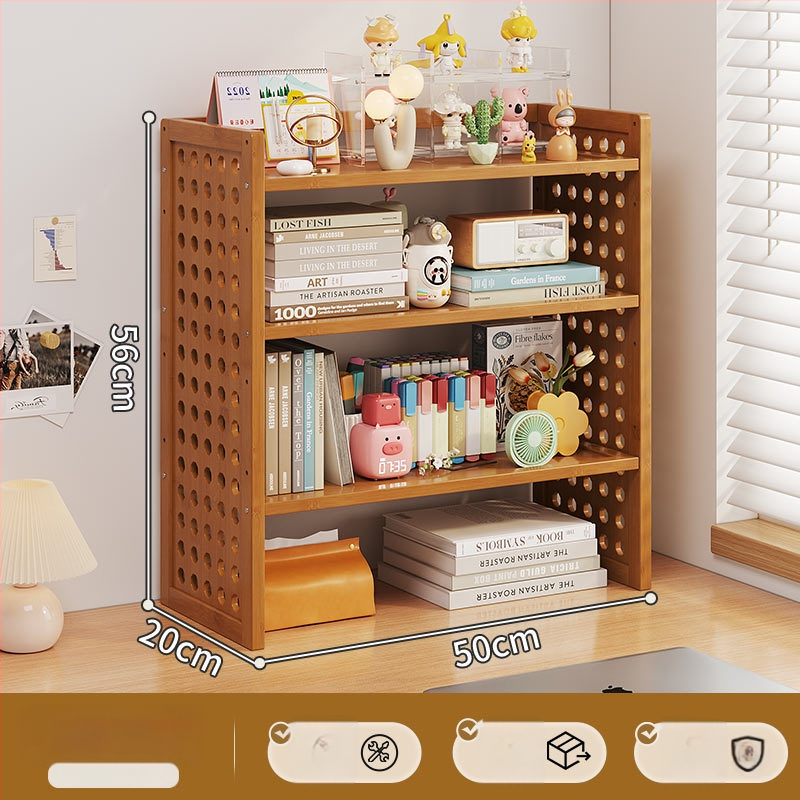 Stalo knygų spinta su daug sluoksnių dizainu ir reguliuojamomis pertvaromis, skylėta lenta organizacijai, modelis 0010