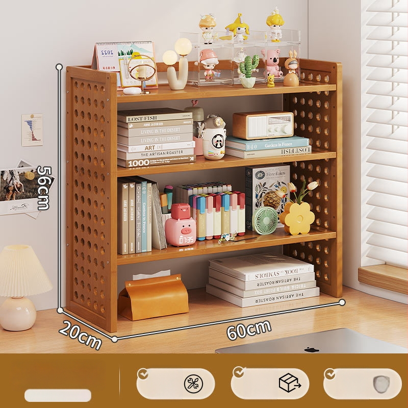 Stalo knygų spinta su daug sluoksnių dizainu ir reguliuojamomis pertvaromis, skylėta lenta organizacijai, modelis 0010