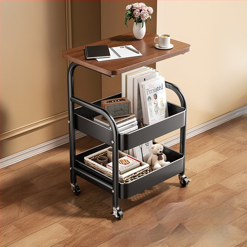 Mažas metalo vežimėlis saugojimui – modernus minimalistinis stilius, daugiafunkcinis, tinkamas voniai