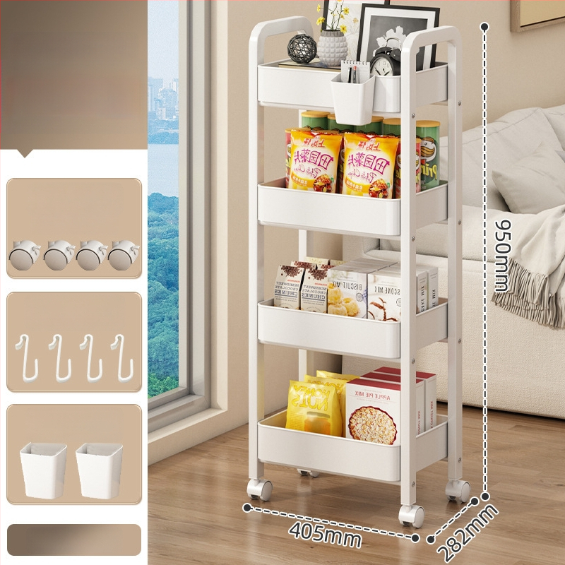 Mažas metalo vežimėlis saugojimui – modernus minimalistinis stilius, daugiafunkcinis, tinkamas voniai