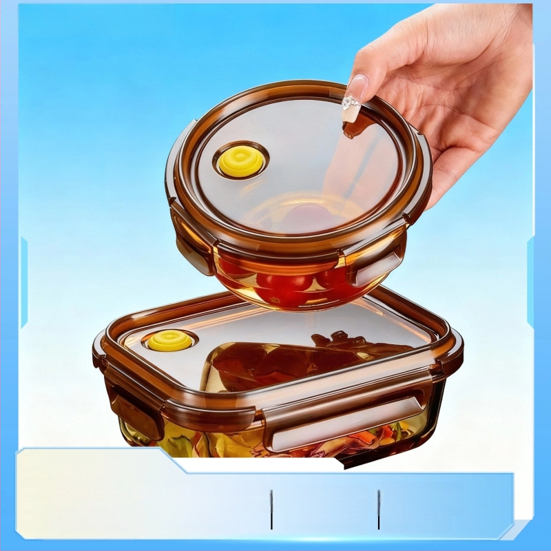 Pietų dėžutė iš borosilikatinio stiklo, tinkama mikrobangų krosnelei, sandari, izoliuota, su dangteliu