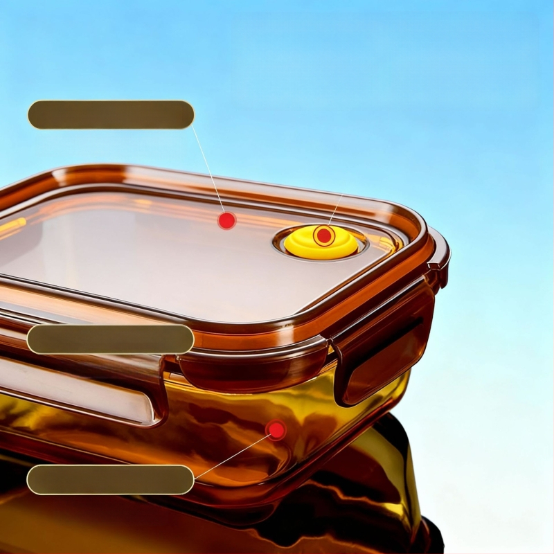 Pietų dėžutė iš borosilikatinio stiklo, tinkama mikrobangų krosnelei, sandari, izoliuota, su dangteliu