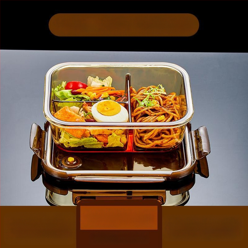 Pietų dėžutė iš borosilikatinio stiklo, tinkama mikrobangų krosnelei, sandari, izoliuota, su dangteliu