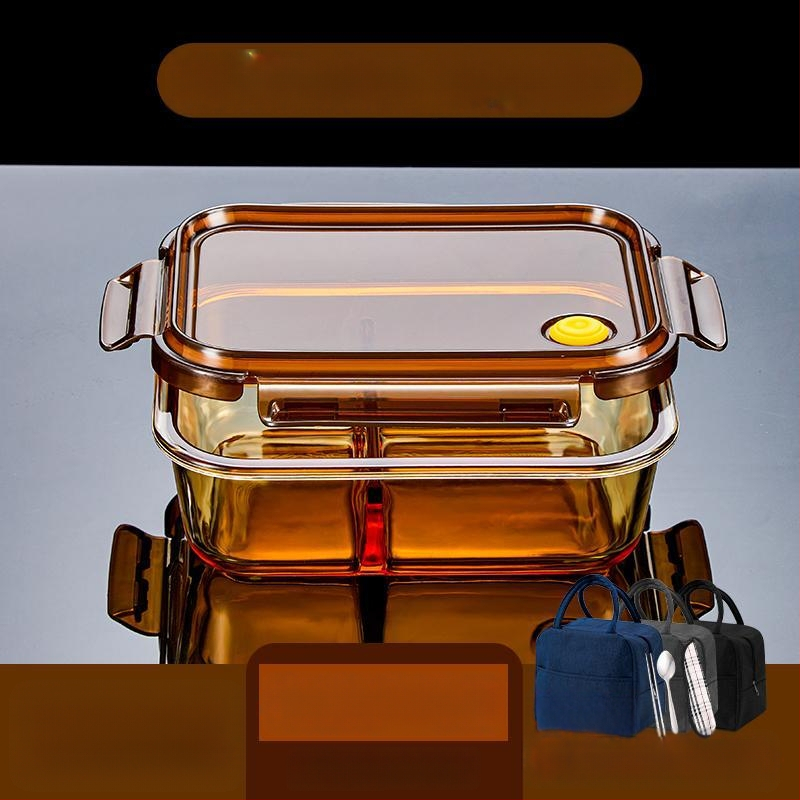 Pietų dėžutė iš borosilikatinio stiklo, tinkama mikrobangų krosnelei, sandari, izoliuota, su dangteliu