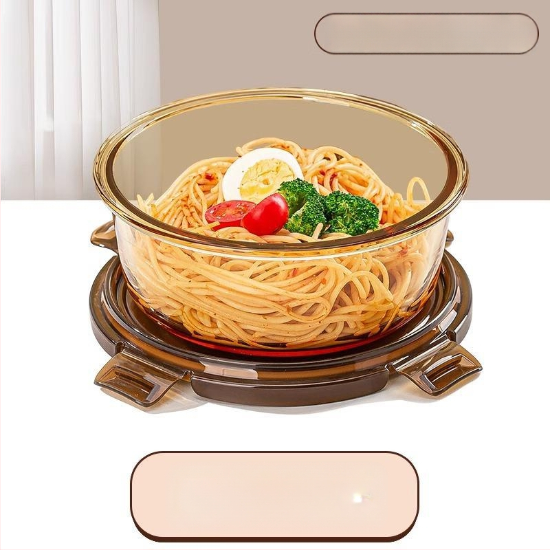 Pietų dėžutė iš borosilikatinio stiklo, tinkama mikrobangų krosnelei, sandari, izoliuota, su dangteliu