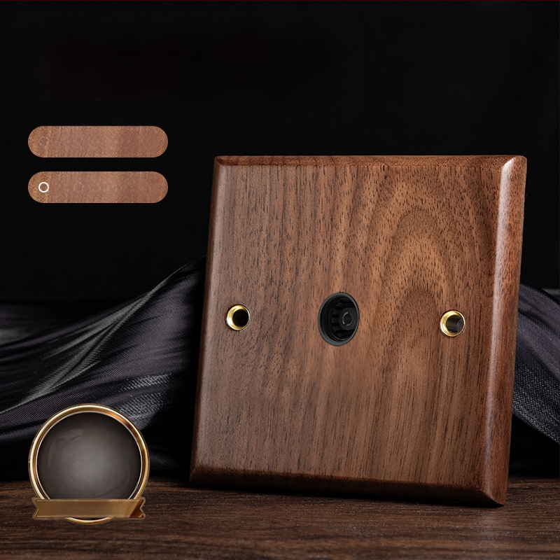 86 tipa sienas kontaktu panelis, Walnut Lever sērija, masīvs melnā valrieksta koks, vara svira, 10A, 220V