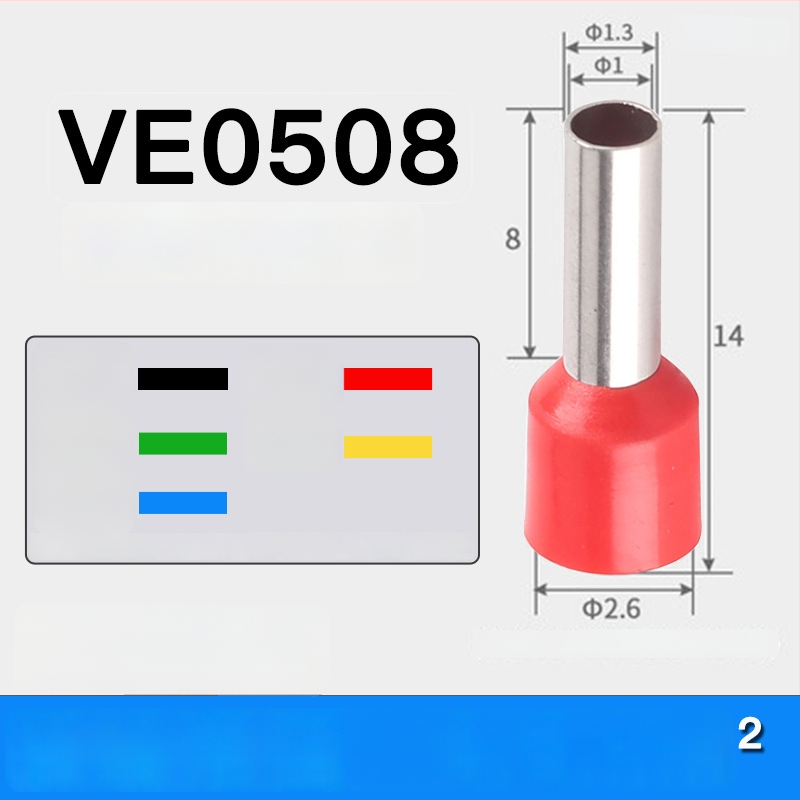 Shen Qibo rúrový terminál E0508 VE1008 E1508, PVC izolovaný, pre elektrikárov