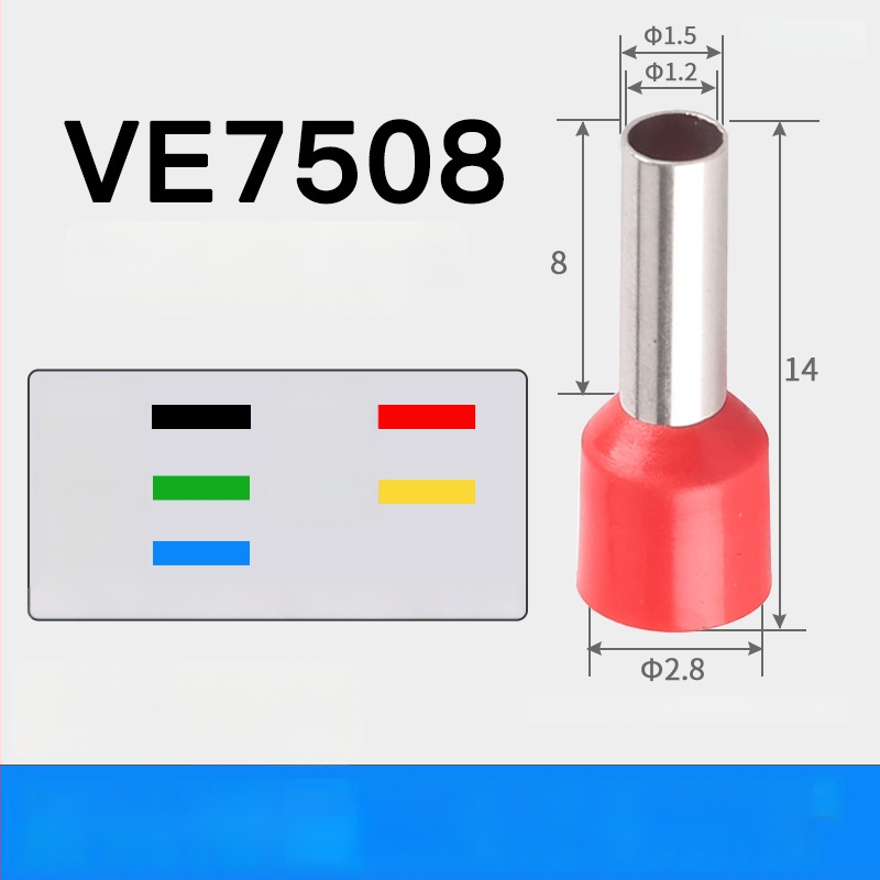 Shen Qibo rúrový terminál E0508 VE1008 E1508, PVC izolovaný, pre elektrikárov