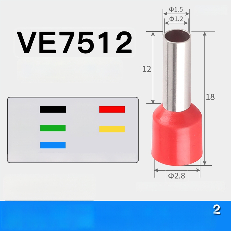 Shen Qibo rúrový terminál E0508 VE1008 E1508, PVC izolovaný, pre elektrikárov