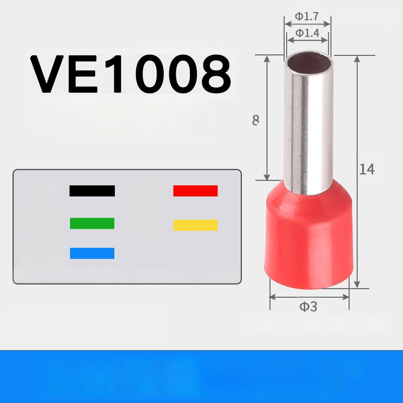 Shen Qibo rúrový terminál E0508 VE1008 E1508, PVC izolovaný, pre elektrikárov
