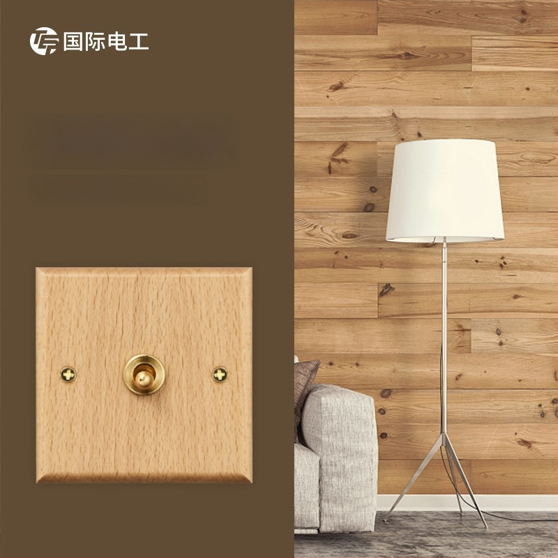 86 tipa sienas slēdzēja un kontaktpaneļa no masīvkoka ar bronzas sviru, 10A/220V, 3C sertificēts