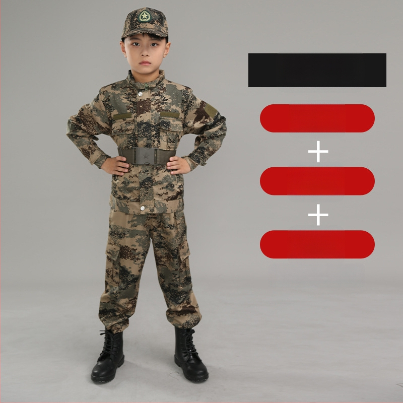 Treniruotės uniforma su kamufliažu, atspari vandeniui, iš cheminių pluoštų mišinio; vaikams, unisex, pavasaris–vasara–ruduo