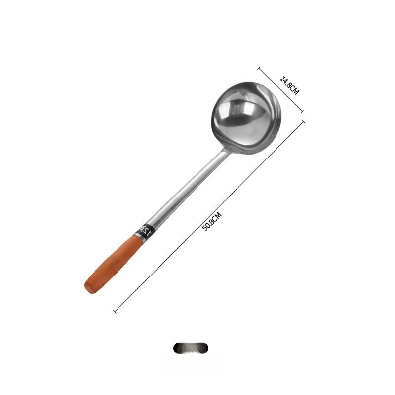 Nerezová lyžica na varenie s rukoväťou zo dreva alebo z nehrdzavejúcej ocele – protišmyková, moderný minimalistický štýl