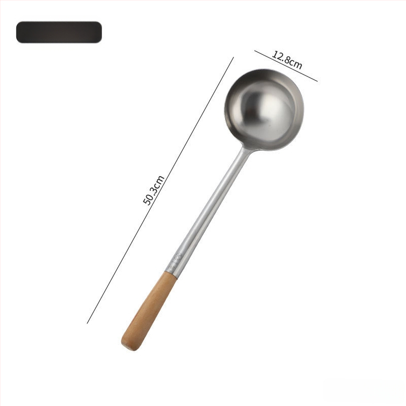 Nerezová lyžica na varenie s rukoväťou zo dreva alebo z nehrdzavejúcej ocele – protišmyková, moderný minimalistický štýl
