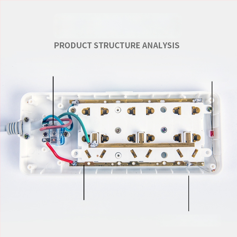 Maitinimo juostelė su nepriklausomu jungikliu, 3 kištukai, 10A, 100–250V, 2500W