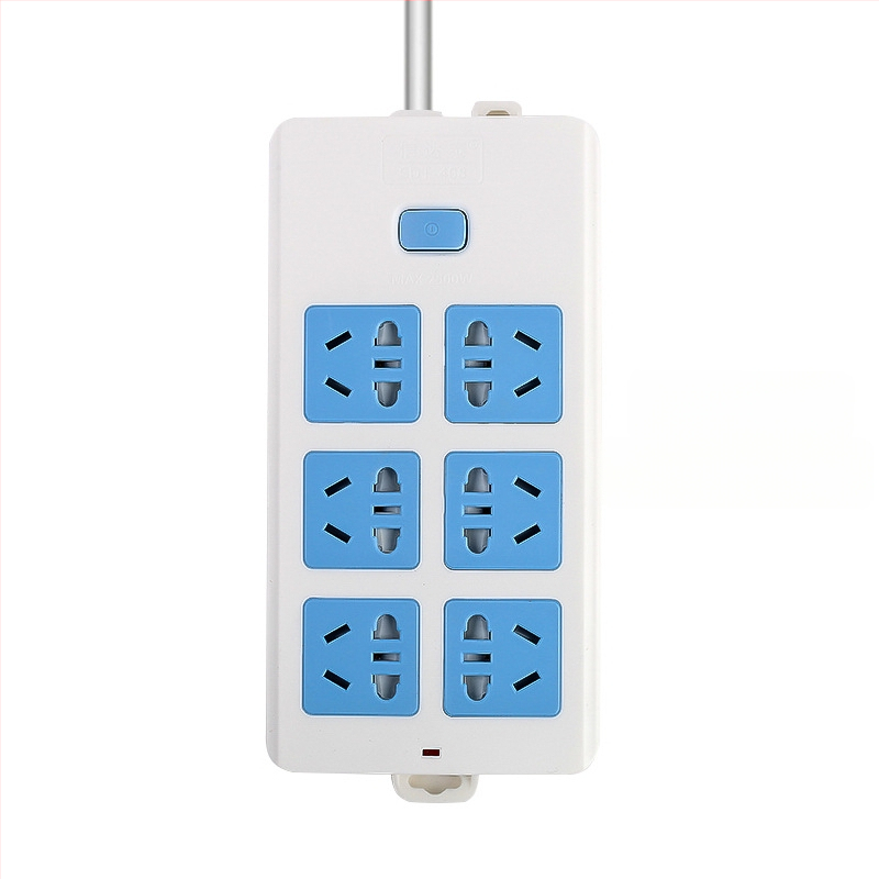 Maitinimo juostelė su nepriklausomu jungikliu, 3 kištukai, 10A, 100–250V, 2500W