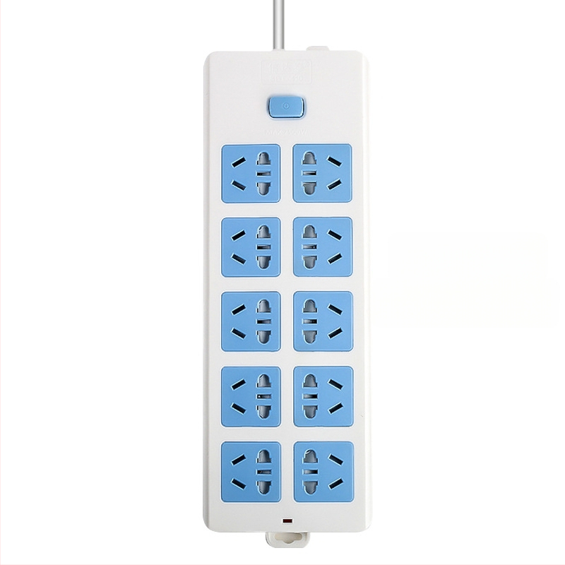 Maitinimo juostelė su nepriklausomu jungikliu, 3 kištukai, 10A, 100–250V, 2500W