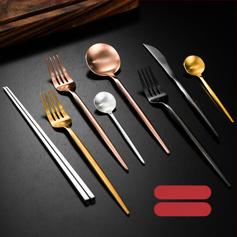 Thread Rabbit Sada nožov, vidličiek a lyžíc z 304 nerezovej ocele — zrkadlové leštenie, jednofarebný dizajn, moderný minimalistický štýl