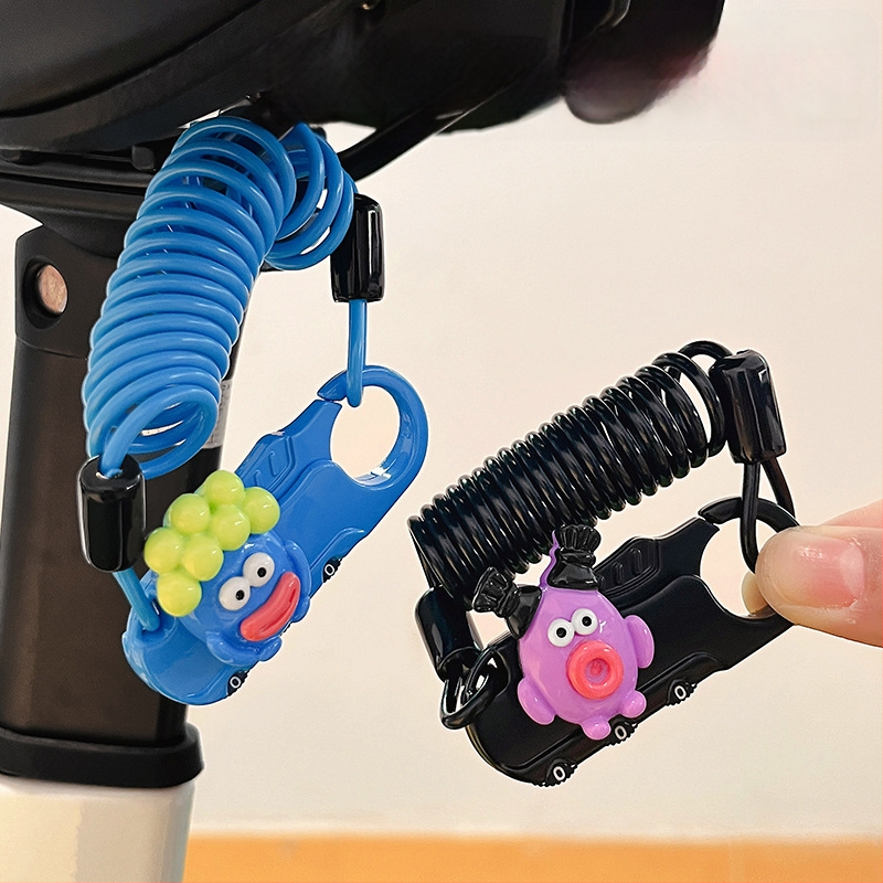 Dviratininko plieninio kabelio spyna su slaptažodžiu, mielas animacinis dizainas, svoris 1,0 kg, Amerikos stilius