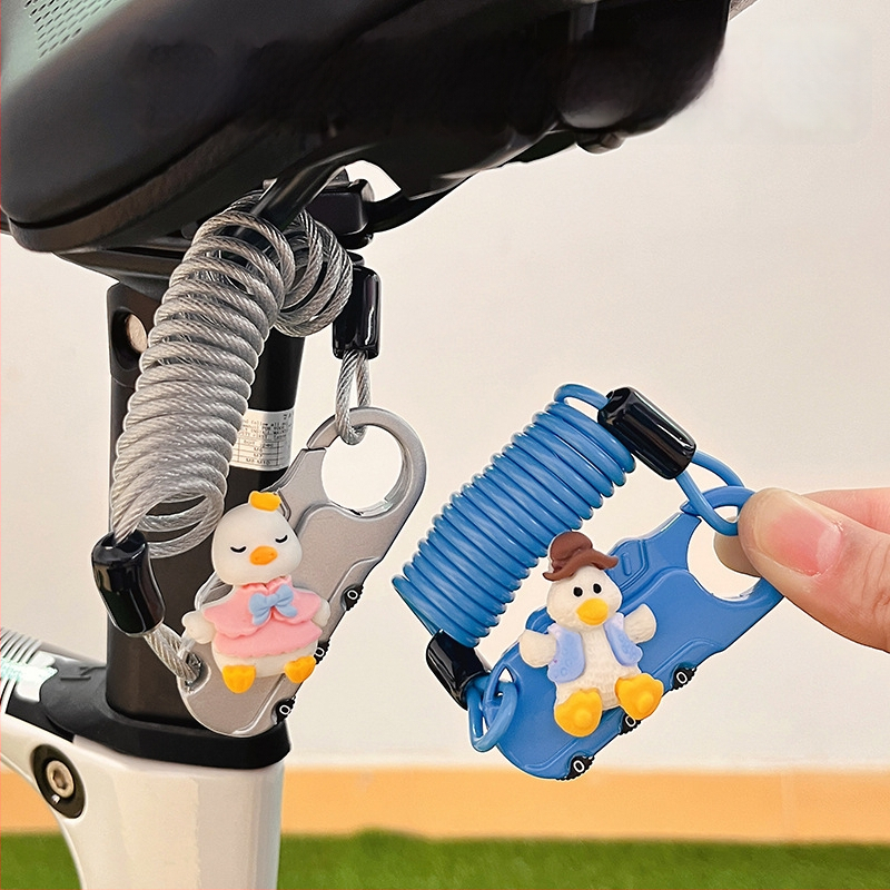 Dviratininko plieninio kabelio spyna su slaptažodžiu, mielas animacinis dizainas, svoris 1,0 kg, Amerikos stilius