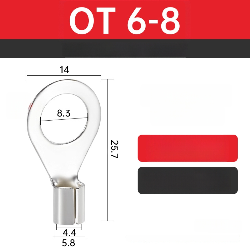 OT4-5 krimptterminālis apaļa kailā galva, O tips, atvērts deguns
