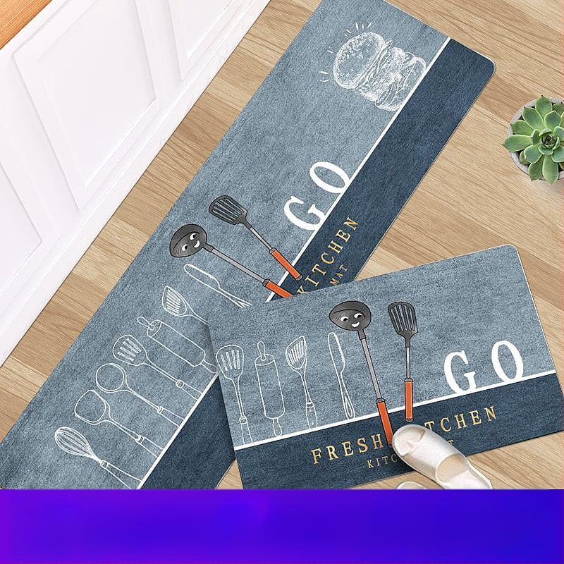 Covoraș de podea bucătărie – Poliester, țesut, Model geometric, Stil desen animat, Spălat manual