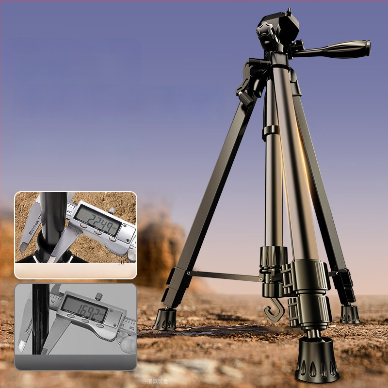 Kamerų trikojis grindinis stovas SLR, makro ir mobiliajam fotografavimui, 1,8 m aukštis, metalinė konstrukcija, 3-sekcių dizainas