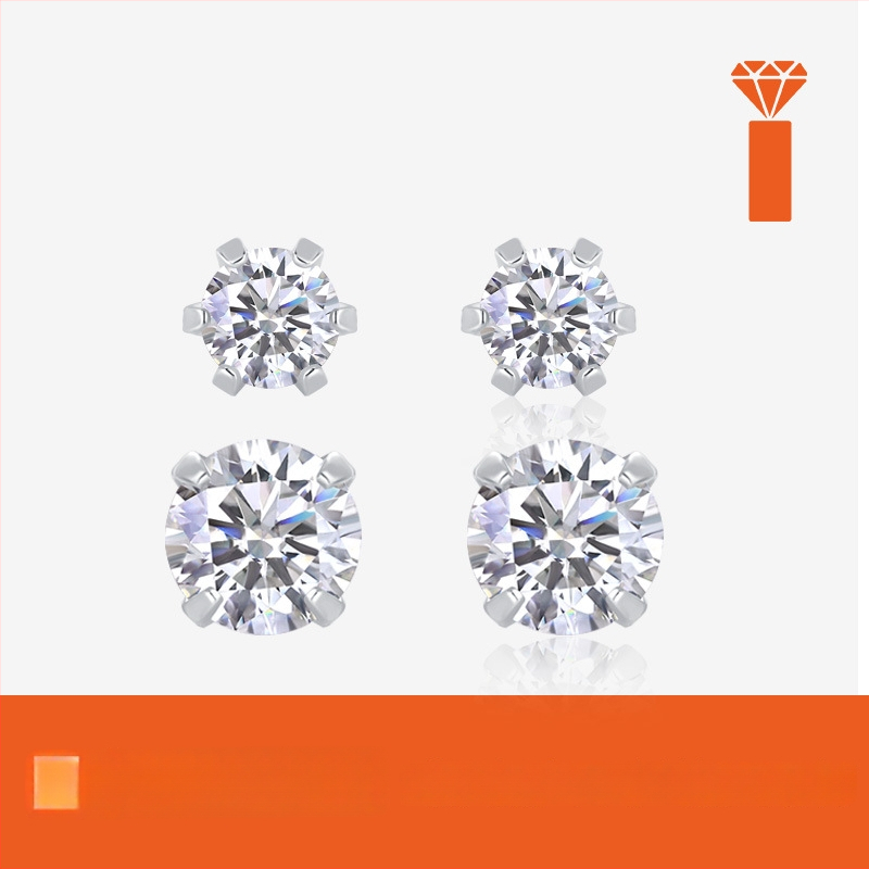 Cercei Moissanite din argint Sterling – stil unisex, rotund/geometric, tăiere cu opt inimi și opt săgeți