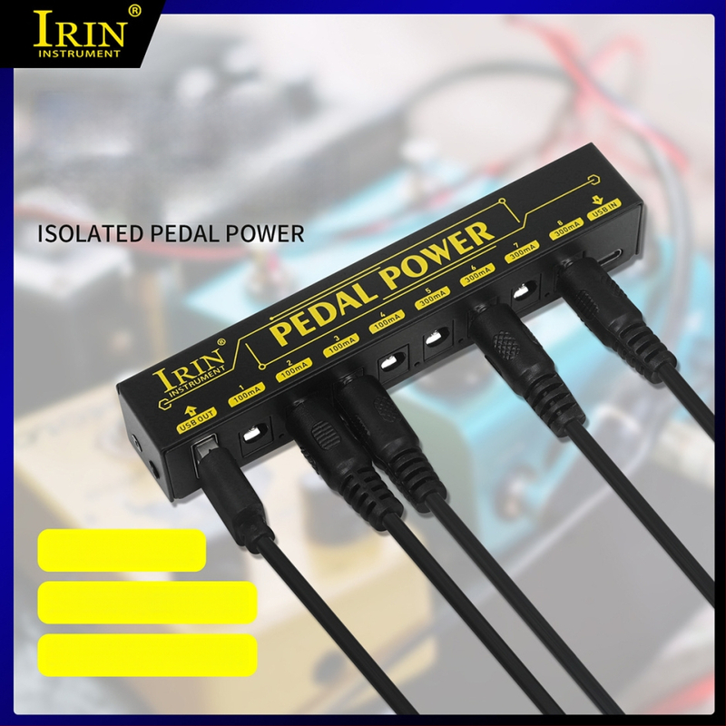 IRIN PW-1 8-kanālu ģitāras efektu barošanas avots, 9V, zems troksnis, metāla korpuss