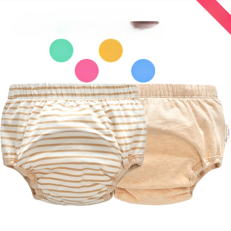 Vaikų mokomųjų tualeto treniruoiančių kelnaičių, kvėpuojančios ir skalbiamos, 2-in-1 pakuotė, 100% medvilnė, tinka 11–15 kg ir 0–3 metų vaikams