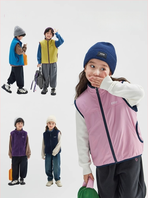 Laste vest, Korea stiilis cardigan, fleece, tõmblukk, polüesterkangas