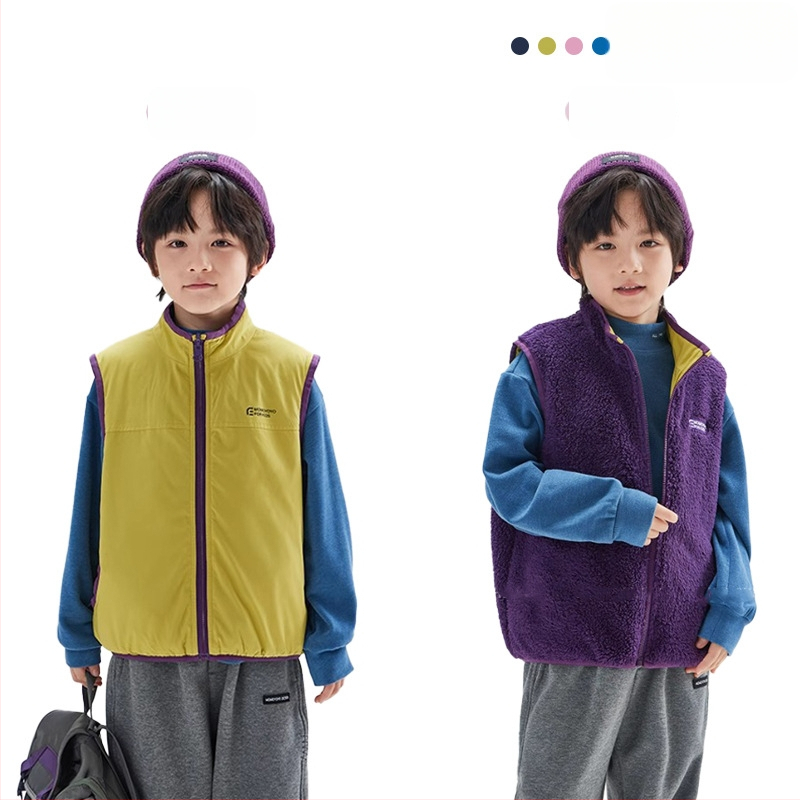 Laste vest, Korea stiilis cardigan, fleece, tõmblukk, polüesterkangas