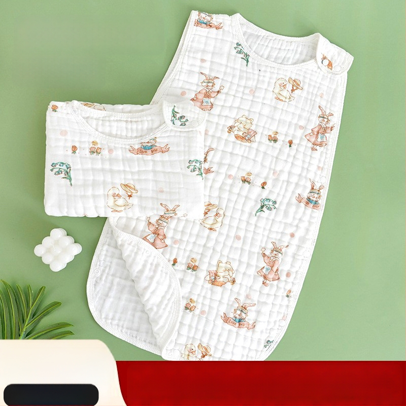 Zīdaiņu guļammaiss vestes stilā, tīrs kokvilnas audums, kokvilnas pildījums, augļu karikatūras dizains