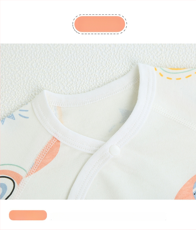 Kūdikio medvilninės pižamos su Velcro užtrauktuku, pusės nugaros dizainas, visoms sezonoms