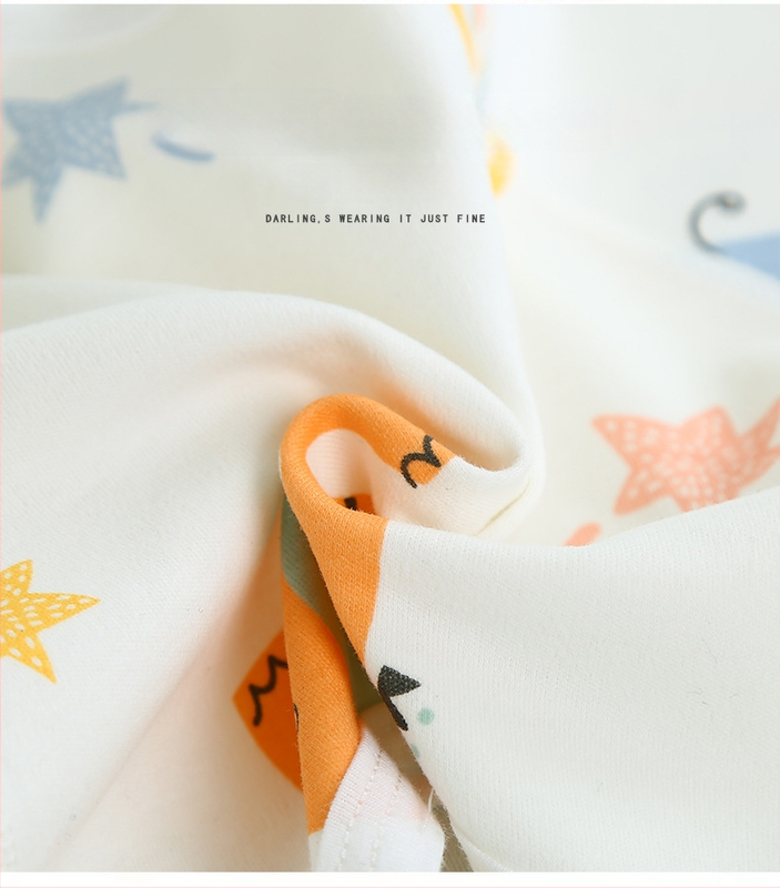 Kūdikio medvilninės pižamos su Velcro užtrauktuku, pusės nugaros dizainas, visoms sezonoms