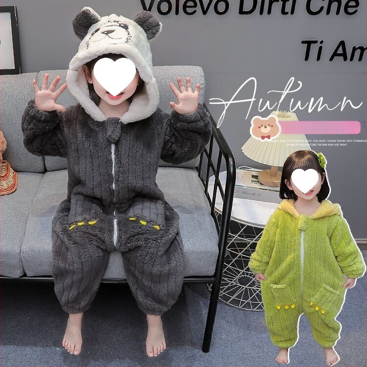 Laste üheosaline ööriietus, karikatuuristiil, corduroy kangas küüliku karusnahaga 81–90%, vastsündinutele, talv