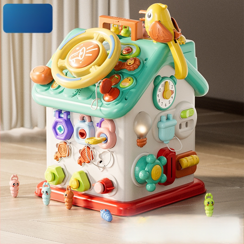 Montessori šešiakampė užimto namą — daugiafunkcinis ankstyvojo ugdymo žaislas kūdikiams, plastikas, 0–2 metai, Guangdong kilmė, 3C elektrinis žaislas iki 14 metų, prekės kodas XJBB