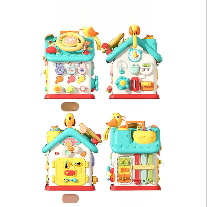 Montessori šešiakampė užimto namą — daugiafunkcinis ankstyvojo ugdymo žaislas kūdikiams, plastikas, 0–2 metai, Guangdong kilmė, 3C elektrinis žaislas iki 14 metų, prekės kodas XJBB