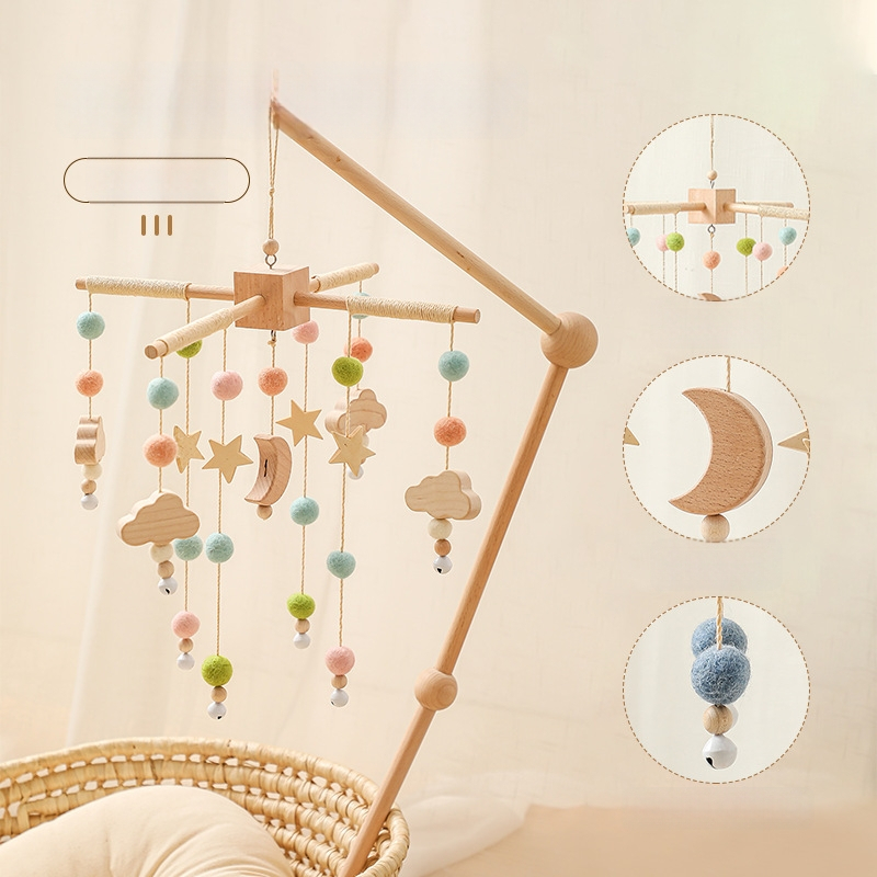 Puidust voodi-kell beebidele 0–3 aastat, Asahi bränd, rahustav mänguasi