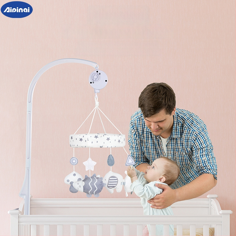 Plüüš beebide voodi kelluke – karjum loom, muusikaline pöörlev rippuv mäng beebidele 0–3 aastased (Plüüšmaterjal; Kell, Muusika pöörlemine; Sobib 0–3 aastastele)